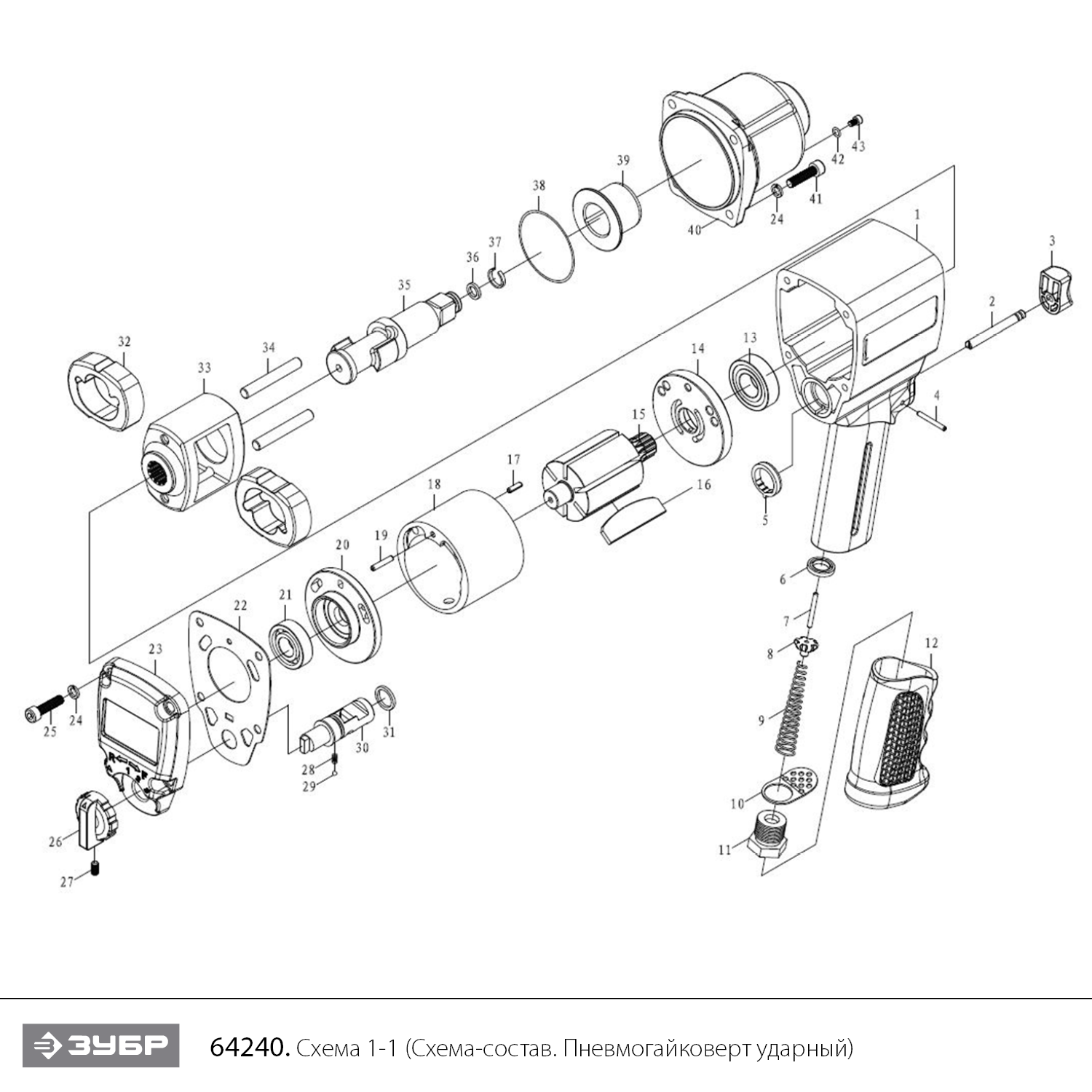 Ударный пневмогайковерт ПГ-1100 64240